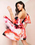 ASOS LUXE one shoulder puff sleeve mini dress with corset detail in floral print 34 - фото #3