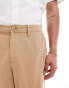 Фото #2 товара ASOS DESIGN wide linen chino trousers in brown