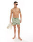 ASOS DESIGN swim shorts in short length in green abstract swirl print