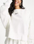 Фото #4 товара Nike mini swoosh oversized crop sweatshirt in sail white