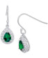 ფოტო #3 პროდუქტის Green Quartz (1-1/3 ct. t.w.) & Lab Grown White Sapphire (1/2 ct. t.w.) Teardrop Halo Drop Earrings in Sterling Silver