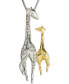 ფოტო #1 პროდუქტის Diamond Giraffe Mother & Child 18" Pendant Necklace (1/10 ct. t.w.) in Sterling Silver & 10k Gold