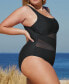 ფოტო #2 პროდუქტის Plus Size Dreamscapes Mesh One-Shoulder One Piece Swimsuit