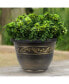 Outdoor Tulip Banded Plastic Planter Gold 13in