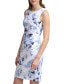 Petite Floral-Print Pleated Sheath Dress