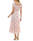 ფოტო #5 პროდუქტის Juniors' Floral Print Puff-Sleeve Midi Dress