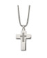 Polished and Lasered Cross Ash Holder 24in Box Chain Necklace