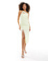 & Other Stories layered midi cami slip dress with sheer detail in light green 40 - фото #2