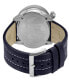 ფოტო #3 პროდუქტის Men's Wallabout Navy Blue Leather Watch 44mm