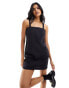 Фото #2 товара Miss Selfridge tailored strappy pinny dress in black pinstripe