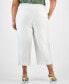 Plus Size High Rise Pull-On Linen-Blend Cropped Pants, Created for Macy's