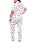 ფოტო #5 პროდუქტის Plus Size Short Sleeve Pants Tropical Pajama Set, 2-Piece