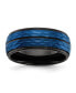 Stainless Steel Brushed Black Blue IP-plated 8mm Band Ring