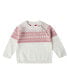 Toddler 100% Cotton Jacquard Design Long Sleeve Crew Neck Sweater w/ Shoulder Buttons, Unisex