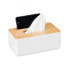 Фото #1 товара Хранение вещей Relaxdays белая коробка для салфеток с бамбуковой крышкой
