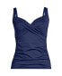 Plus Size Tummy Control V-Neck Wrap Underwire Tankini Swimsuit Top