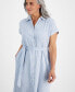 Фото #3 товара Petite Striped Cotton Camp Shirt Dress, Created for Macy's