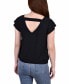 ფოტო #2 პროდუქტის Petite Size Short Flutter Sleeve Top with Studded Neckline