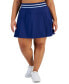 Фото #1 товара Plus Size Active Striped High-Waist Pleated Skort, Created for Macy's