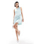 ASOS DESIGN satin shift mini dress with tab sides in icy blue Eisblau, 40 - фото #2