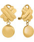 ფოტო #1 პროდუქტის Crisscross Disc Drop Clip-On Earrings in 14K Yellow Gold