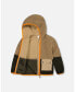 ფოტო #2 პროდუქტის Baby Boy Sherpa Jacket Taupe And Khaki Green - Infant