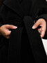 Фото #3 товара Miss Selfridge Petite belted wrap maxi coat in black