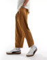 Reclaimed Vintage relaxed wide leg pull on cropped trouser in brown