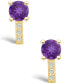 Фото #1 товара Серьги Macy's Amethyst and Diamond Stud