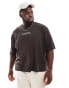 ASOS DESIGN boxy oversized t-shirt in brown texture with front print Коричневый, 3XL - Chest 50-52 - фото #2