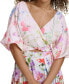 Фото #4 товара Women's Mixed-Print Cutout Puff-Sleeve Dress
