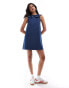 Фото #1 товара ASOS DESIGN denim shift dress with collar in midwash blue