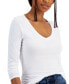 ფოტო #4 პროდუქტის Juniors' V-Neck Long-Sleeved Top