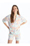 Фото #1 товара LCW Young Gömlek Yaka Desenli Kısa Kollu Kadın Şortlu Pijama Takımı
