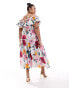 Hope & Ivy Plus off shoulder maxi dress with shirred detail in bright floral