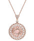 Morganite (9 ct. t.w.) & Diamond (3/4 ct. t.w.) Flower Medallion 17" Pendant Necklace in 14k Rose Gold