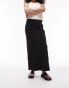 Topshop linen raw edge trim bias maxi skirt in black