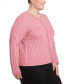 ფოტო #3 პროდუქტის Plus Size Lurex Mixed Stitched Cardigan Sweater