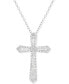 ფოტო #1 პროდუქტის Diamond Cross 18" Pendant Necklace (1/2 ct. t.w.) in Sterling Silver