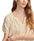 Women's Short-Sleeve Cutwork Cotton Peasant Top