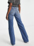 Topshop relaxed flare jeans in mid blue