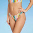 Фото #1 товара Juniors' Ribbed High Leg Scoop Bikini Bottom - Xhilaration™ Multi Stripe size M