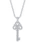 ფოტო #1 პროდუქტის Diamond Key 18" Pendant Necklace (1/6 ct. t.w.) in Sterling Silver