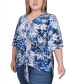 Фото #4 товара Plus Size Elbow Sleeve Tie-Front Top