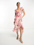 ASOS DESIGN chiffon ruffle wrap midi dress in soft floral