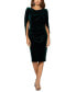 ფოტო #1 პროდუქტის Petite Velvet Cape-Sleeve Drape-Back Dress