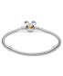 ფოტო #2 პროდუქტის Moments Sterling Silver and 14K Gold-Plated Disney 100th Anniversary Snake Chain Bracelet