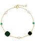 ფოტო #1 პროდუქტის EFFY® Freshwater Pearl (4-1/2mm), Malachite, & Emerald (1/4 ct. t.w.) Link Bracelet in 14k Gold
