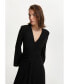 ფოტო #6 პროდუქტის Women's V-Neck Crepe Dress