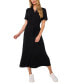 Women's Short-Sleeve Belted Midi Shirtdress